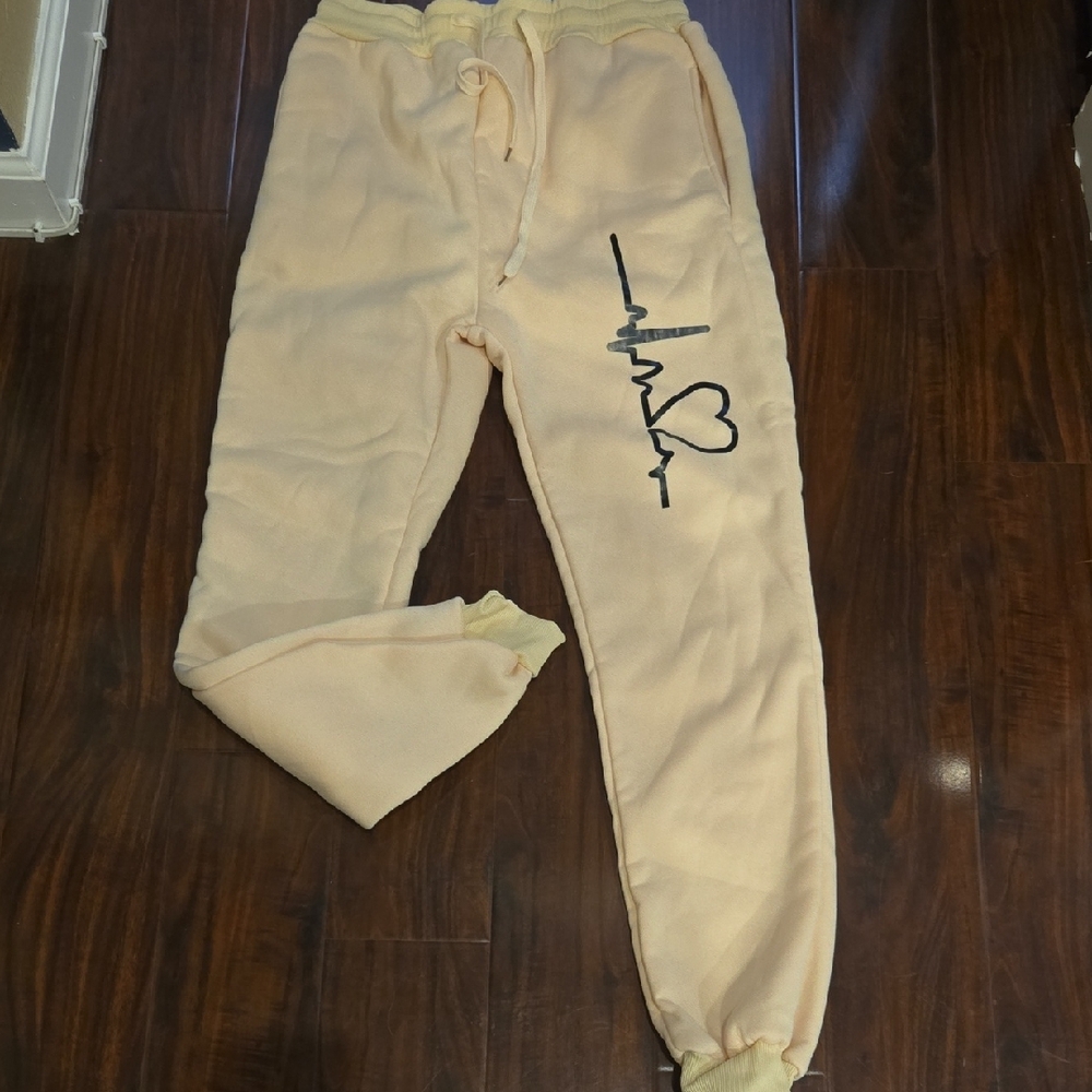 Tan Sweatpants with Black Print - Picture 2 of 4